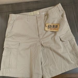 NWT 626 BLUE MEN'S TAN CARGO SHORTS -SIZE 42